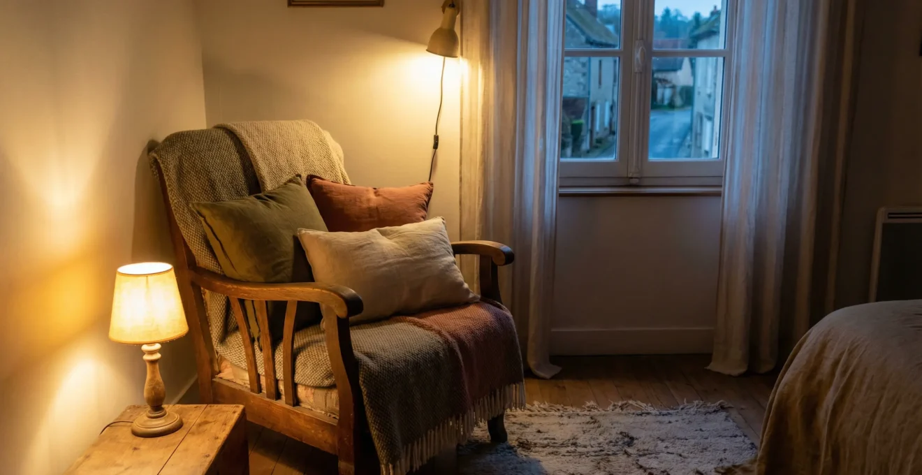 Espace cocooning intimiste avec lumière tamisée pour relaxation détente